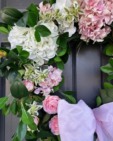 Pink and White Hydrangea Wreath