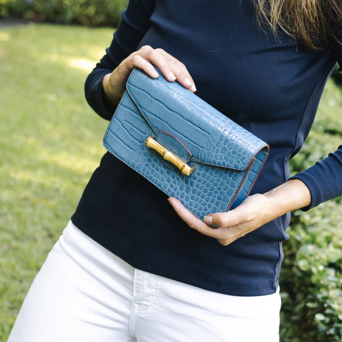 Jackie French Blue Clutch