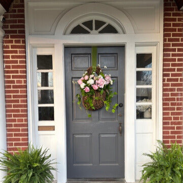 Grapevine Hanging Door Basket Pink